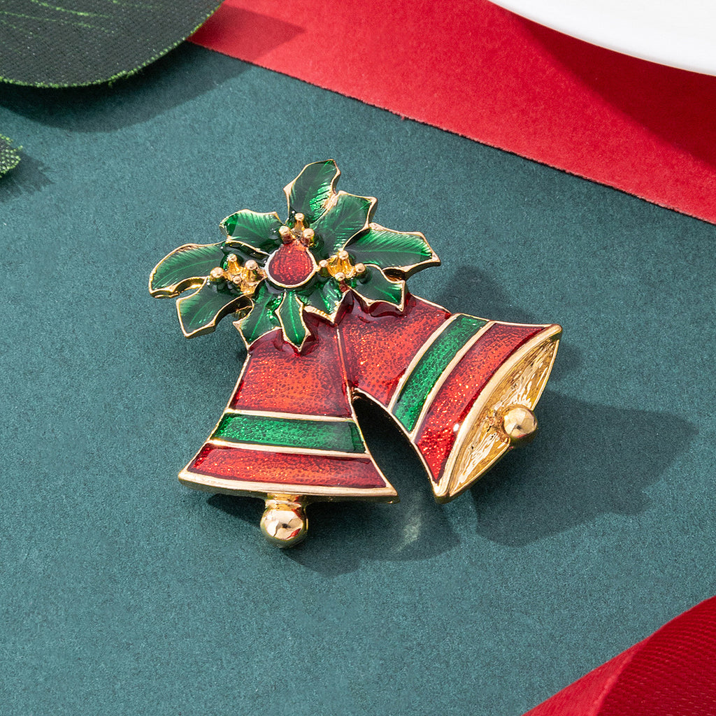 European and American Exquisite Enamel Christmas Series Brooches Flower Bells Re