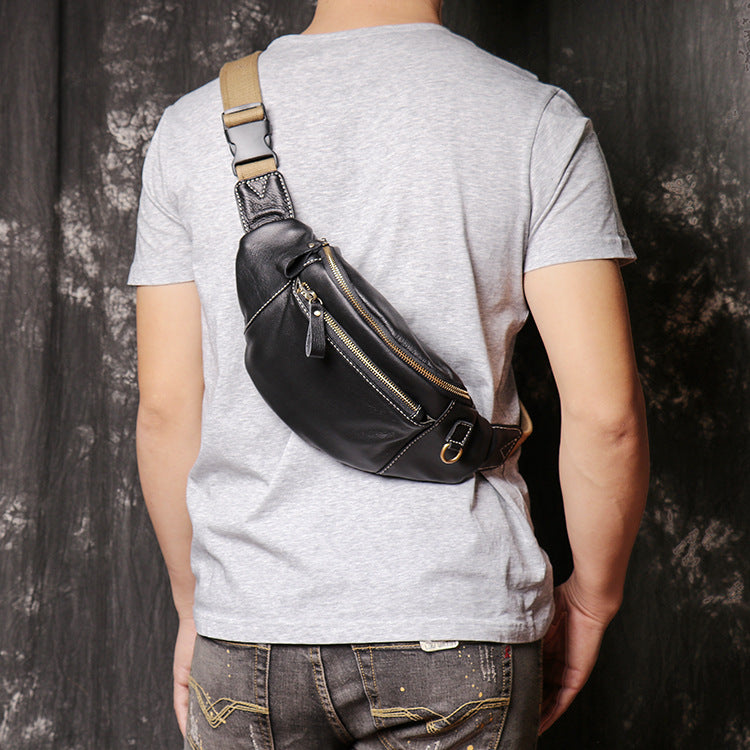 Sac de poitrine homme multifonctionnel de couleur unie