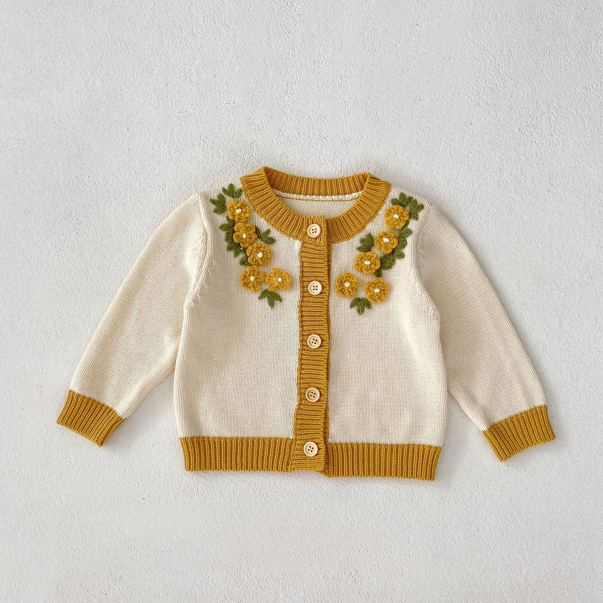 Bébé fille Manteau tricoté au crochet tridimensionnel