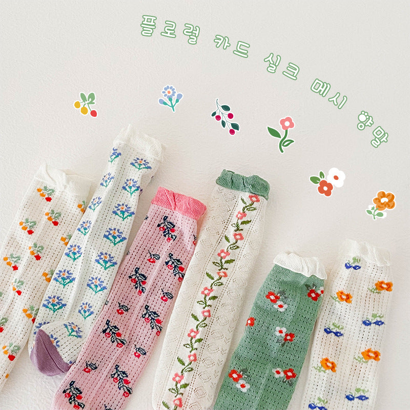 Chaussettes pour enfants Printemps Été Bébé Pile mince Chaussettes pour femmes
