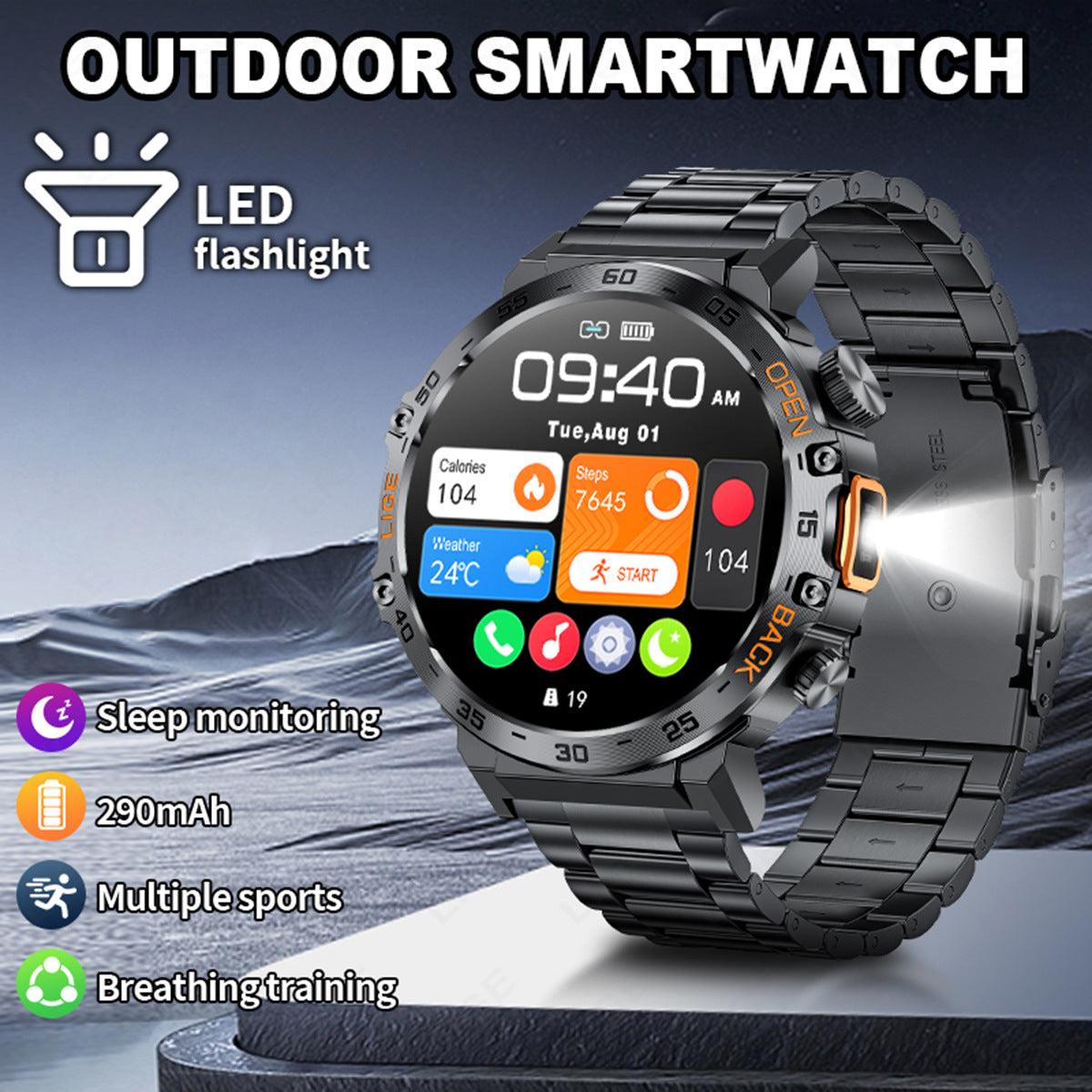 Smartwatch avec fréquence cardiaque Pression artérielle Bluetooth Appel et personnalisation