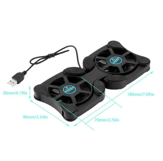 Dual USB Cooling Fan Pad Foldable Slim Fan Cooler Stand for Laptop PC Notebook