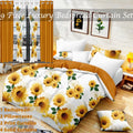 9-Pièce blanc et jaune Daisy couvre-lit et jeu de rideau
