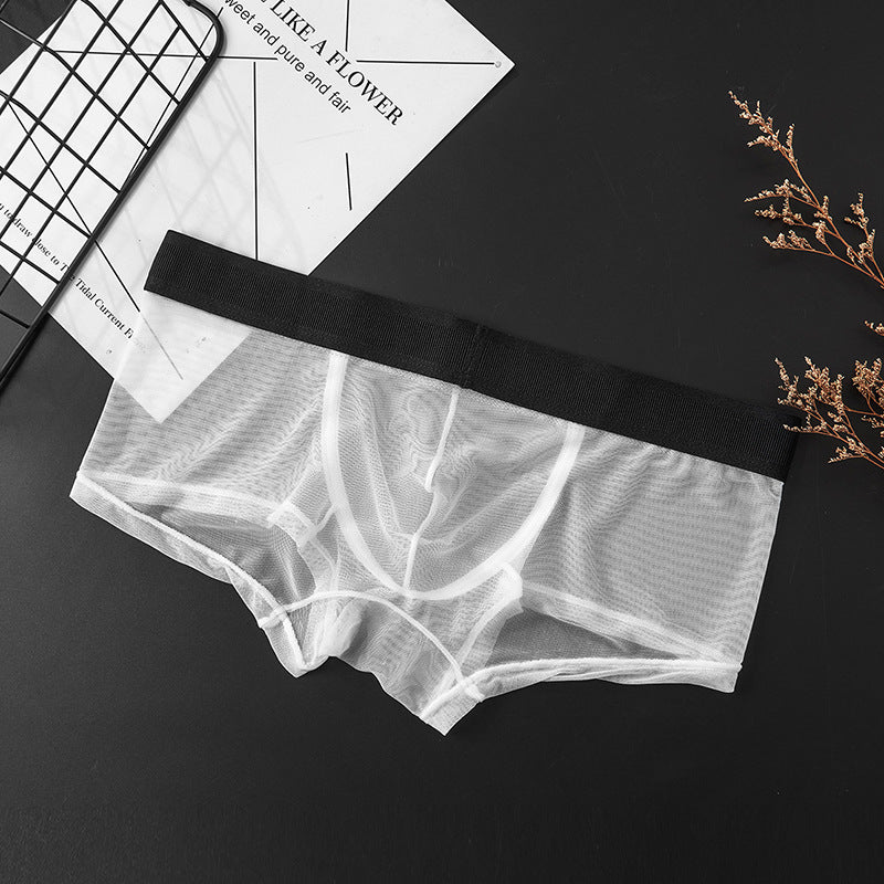 Personnalité Ice Silk U Convex Basse taille mince transparent Sexy Mesh Breathable Slips
