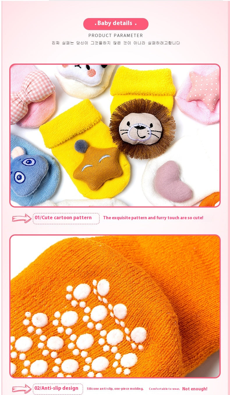 Bébé nouveau-né double aiguille anti-dérapant ne se sent pas serré avec les chaussettes de chambre pieds