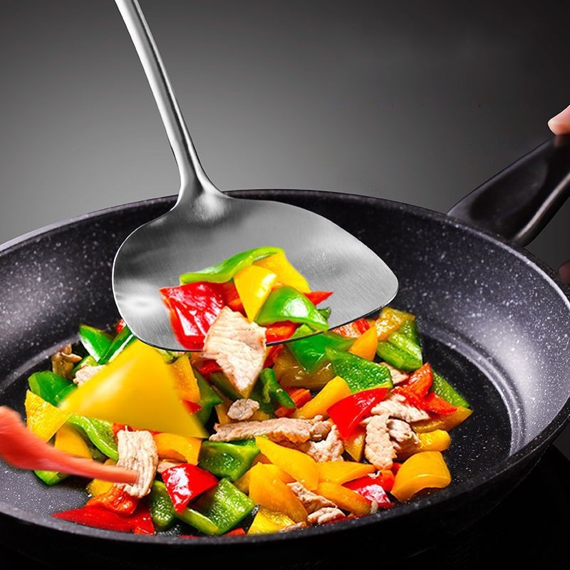 3PCS Wok Spatule & Louche Skimmer Louche Outil 17pouces en acier inoxydable Wok Spatule
