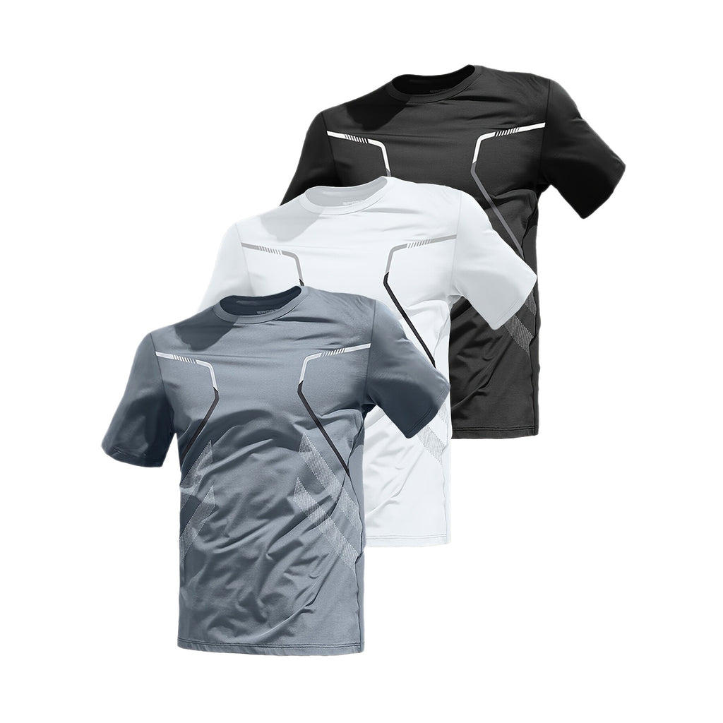 Men's Ice Silk Quick-Drying Short-Sleeved Sports Three-Piece Set