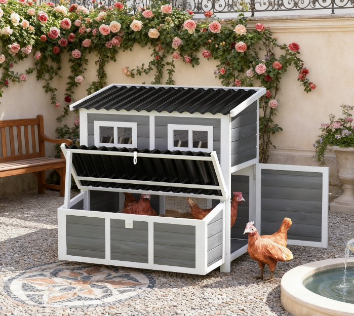 Coop de chien en bois avec boîte de nid