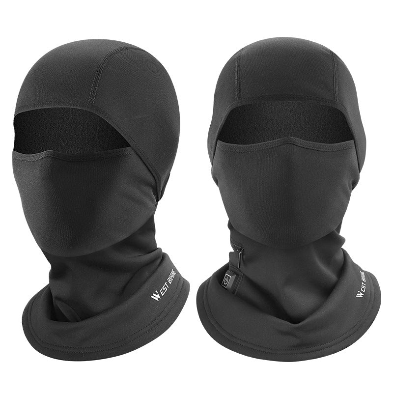 Cyclisme Hotte de chauffage Hiver Chaud Masque visage Ski Fleece Hotte de chauffage électrique Cyclisme F