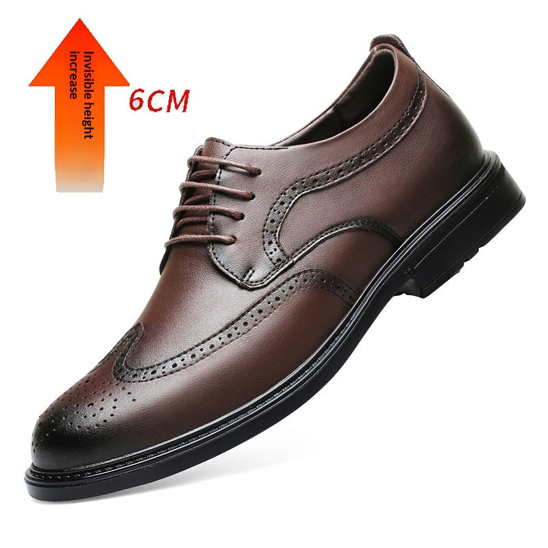 Chaussures en cuir casual de 8cm de plus invisible à semelle épaisse