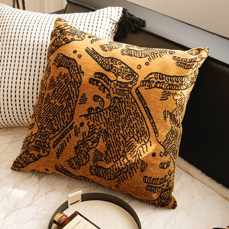 Moyen-Century Français-Style Brown Salon Canapé Couverture oreiller