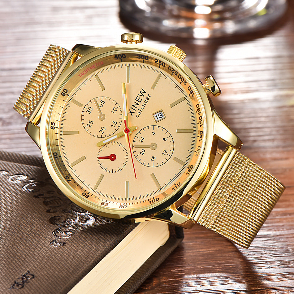 Montres de mode hommes en acier inoxydable Date Montre Quartz