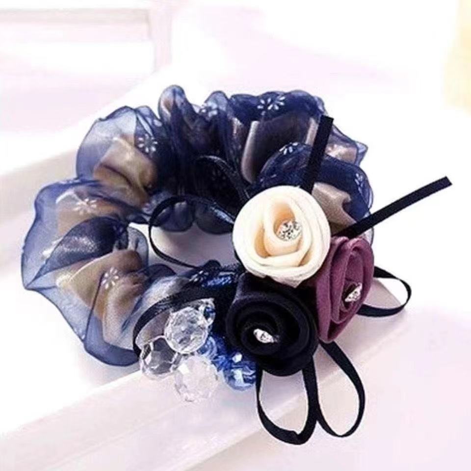 Scrounchie Femelle Headflower Headrope Flower Ponytail Grande bande intestinale