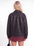Veste de moto de style surdimensionnée en cuir pour femme Printemps et automne Fashio