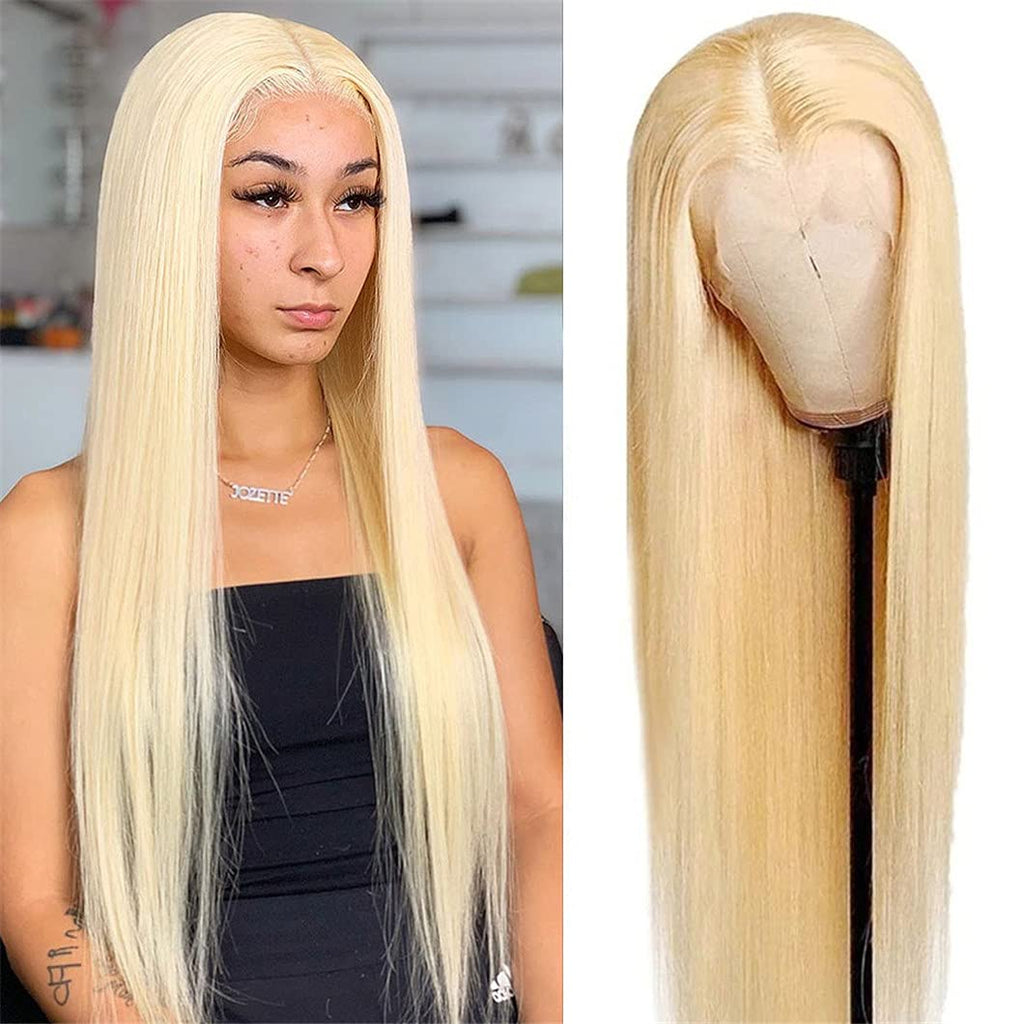 13x4 Perruque à cheveux humains en dentelle 613 Densité droite