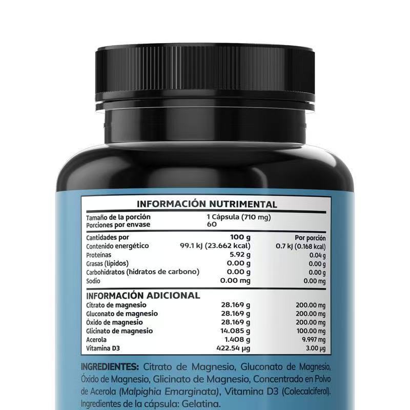 Gélules complexes de magnésium Magnésium Glycinate de magnésium Vitamines alimentaires