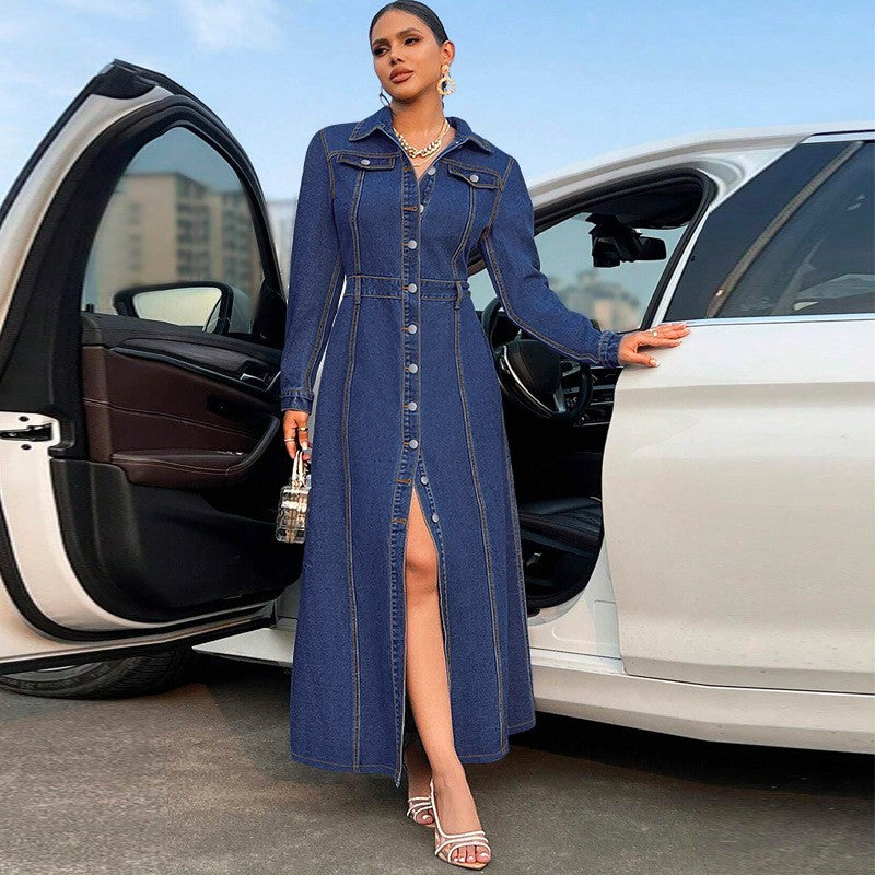 Vêtements pour femmes de style européen et américain plus-taille avec design bouton-down