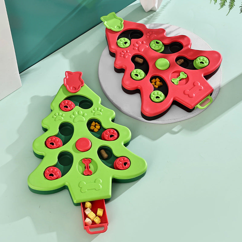 Noel Tree Cat Puzzle Feeder Slow Feeder Bowl Jouet de formation interactif IQ pour intérieur C