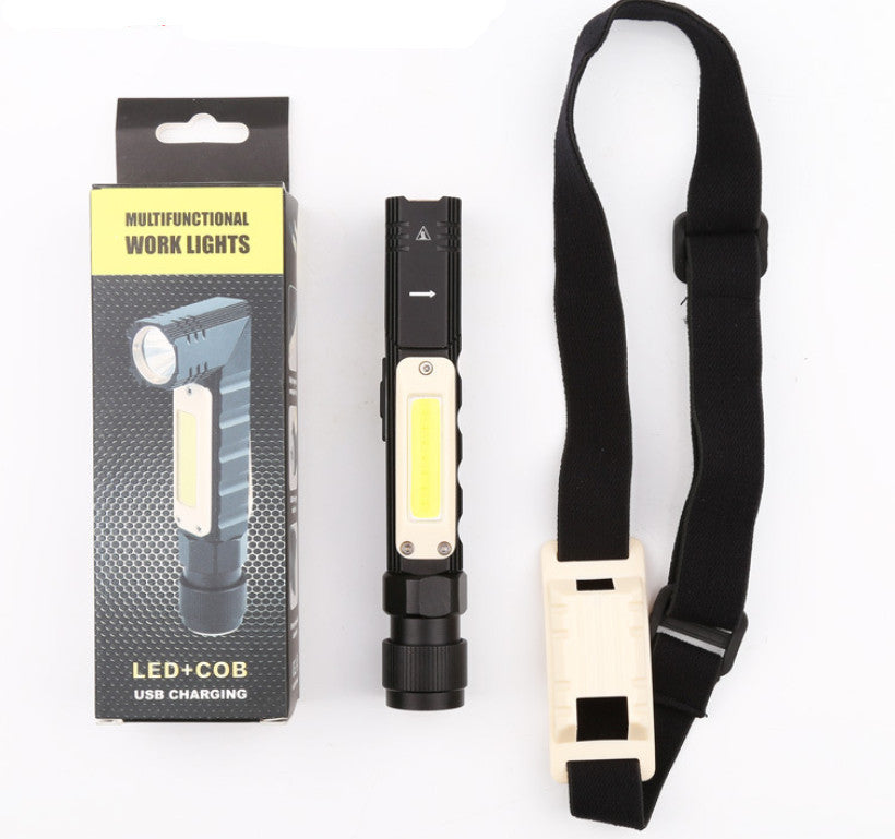 Lumière LED de travail rouge et blanc lumière pliante lampe de poche multifonctionnelle