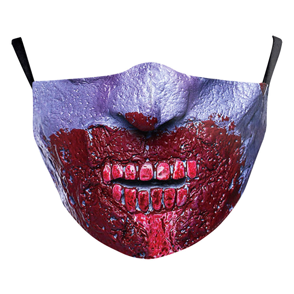 Halloween impression numérique drôle Horreur visage double couche masque de poussière