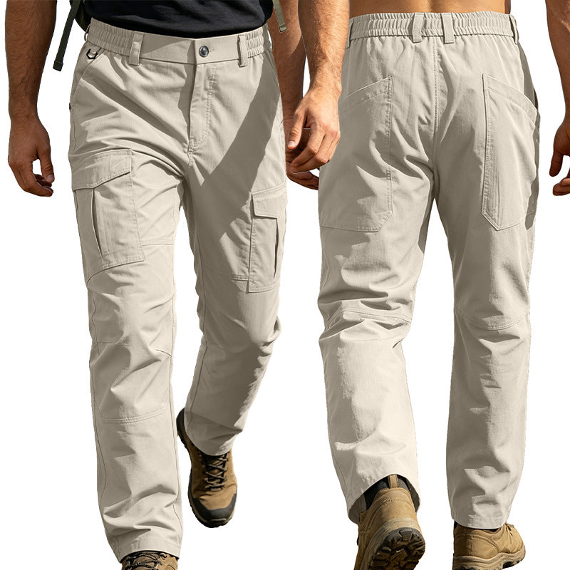 Pantalon de travail imperméable de printemps et d'automne pour hommes avec de multiples poches et une grande taille extérieure