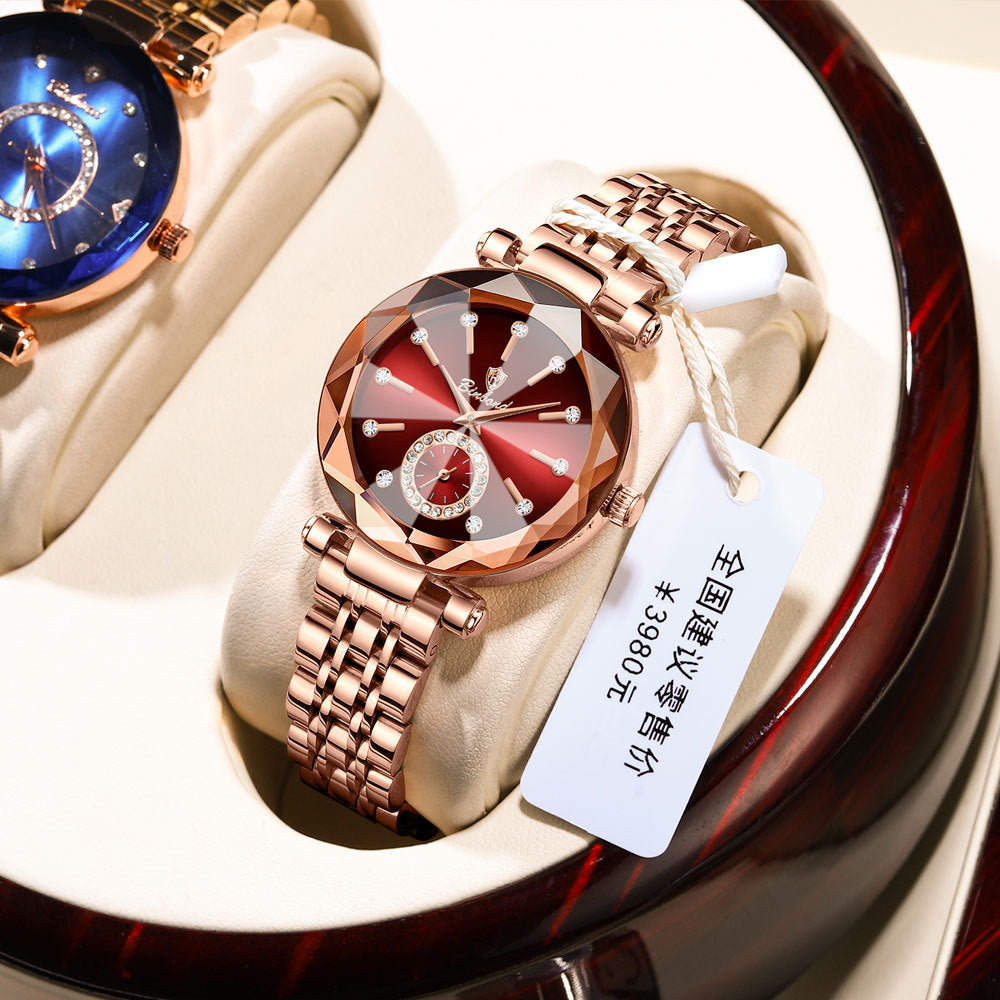 Niche Diamond Ceinture en acier massif Montre imperméable pour femmes