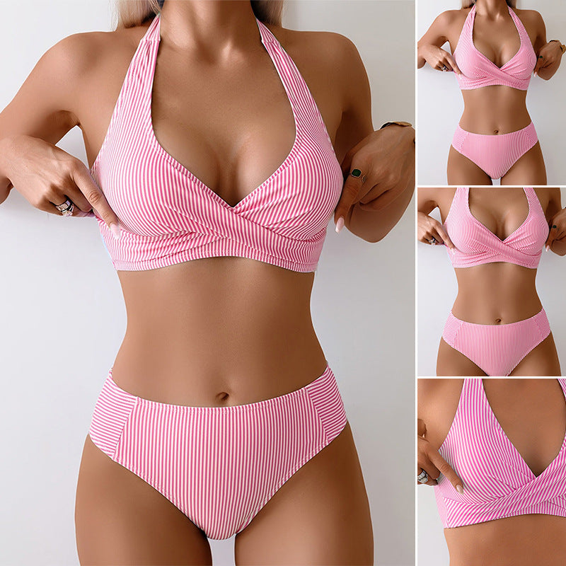 Maillot de bain rayé en une seule pièce Nouveau style Bikini pour femmes
