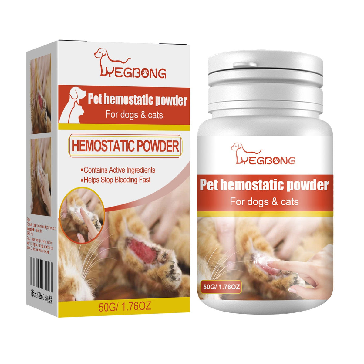 Yegbong Pet Poudre hémostatique Poudre de guérison de la plaie de chat et de chien