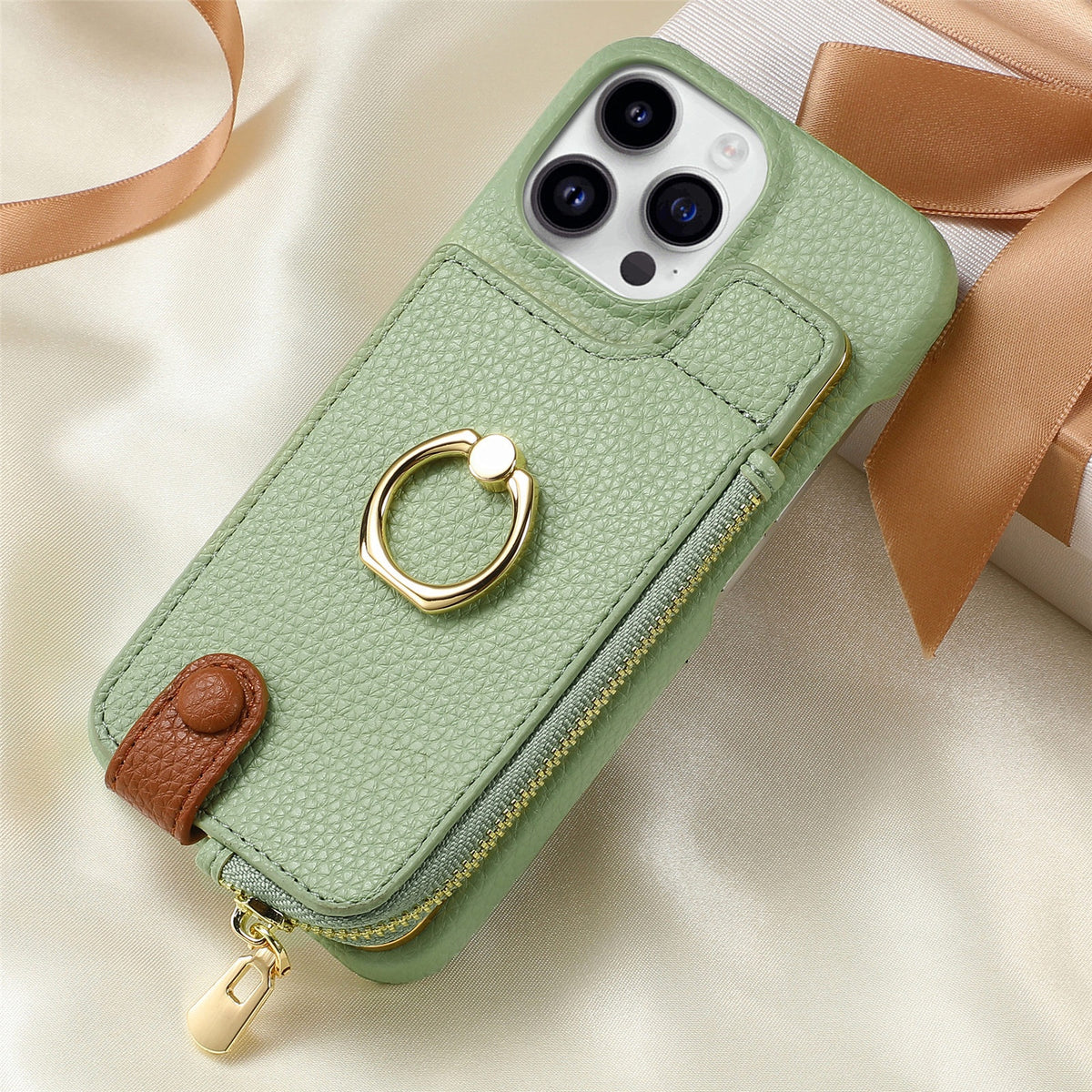 Convient pour 16 porte-carte Zipper porte-manteau de boîtier de téléphone