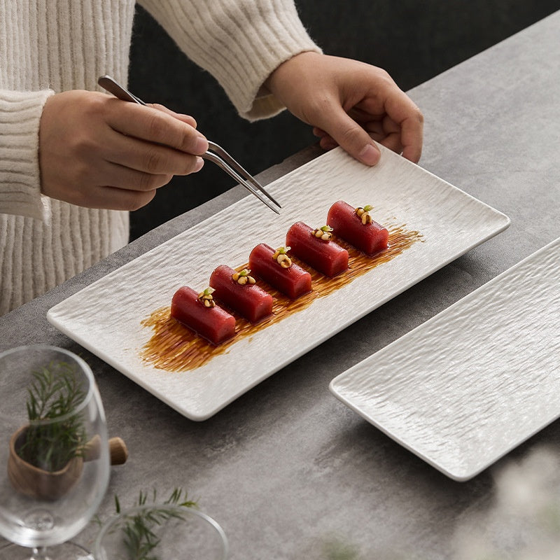 Plaque de Sushi de luxe rectangulaire de haute qualité en céramique