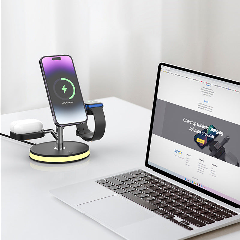 Montre de téléphone mobile avec chargeur sans fil à trois en un