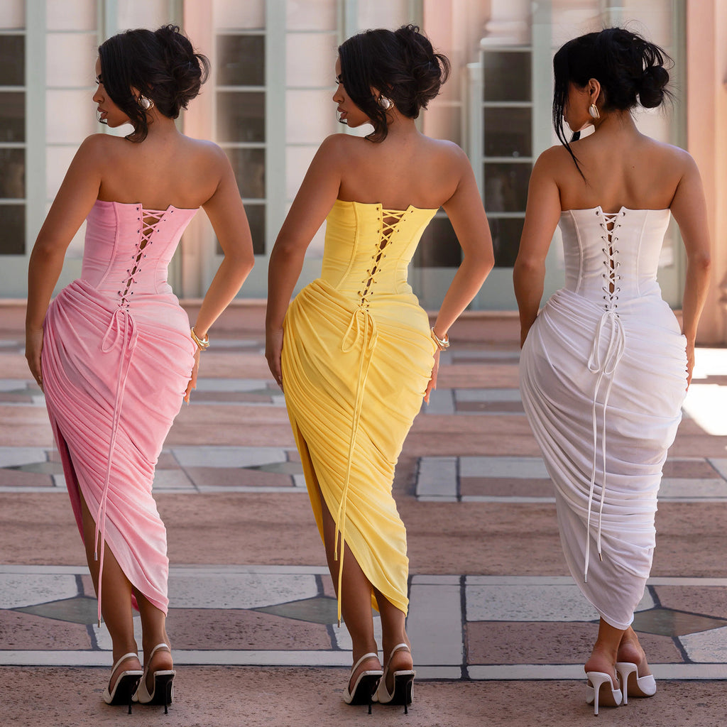 European And American Fashion Women's Sexy Off-Sholder Tube Top Robe de Bodycon plissée
