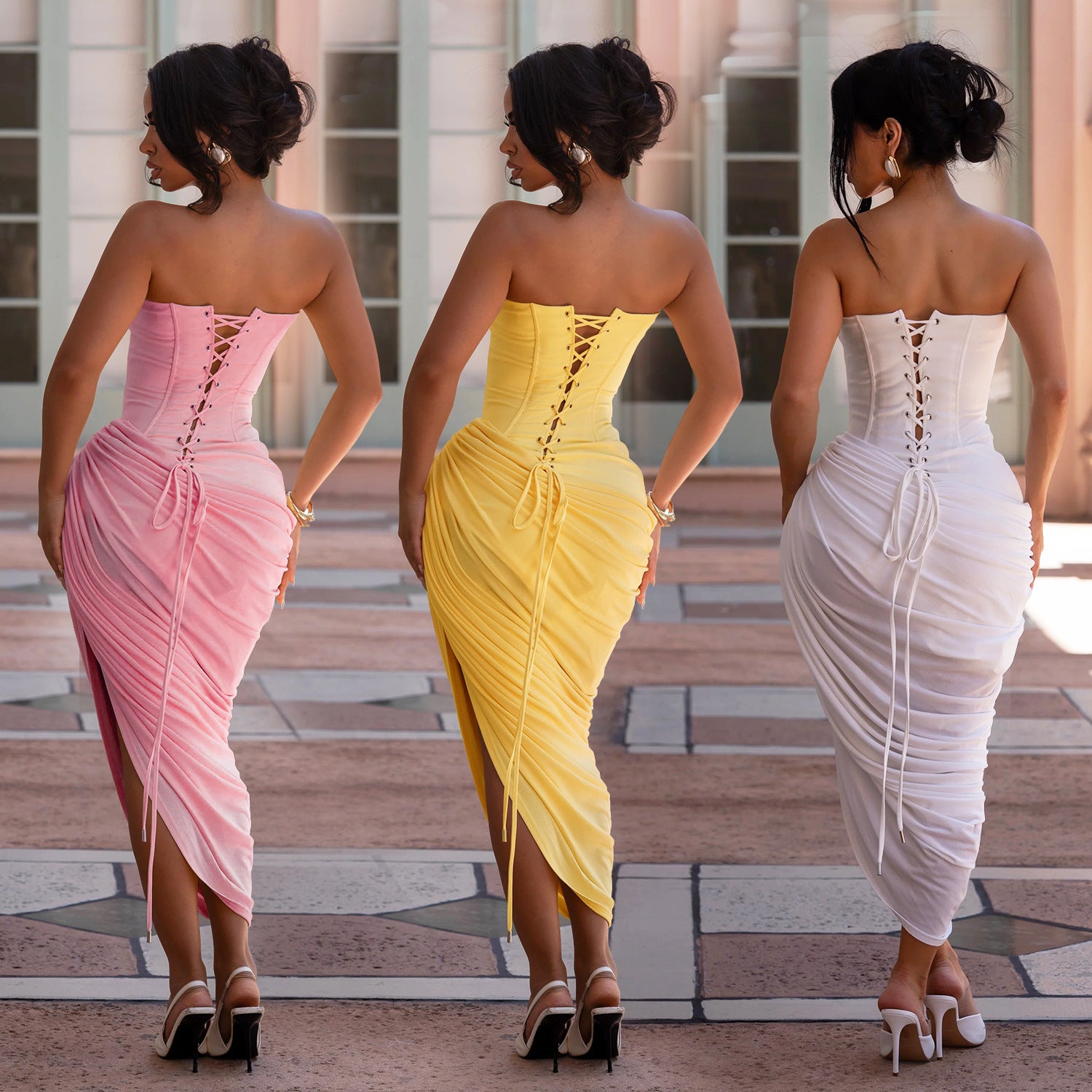 European And American Fashion Women's Sexy Off-Sholder Tube Top Robe de Bodycon plissée