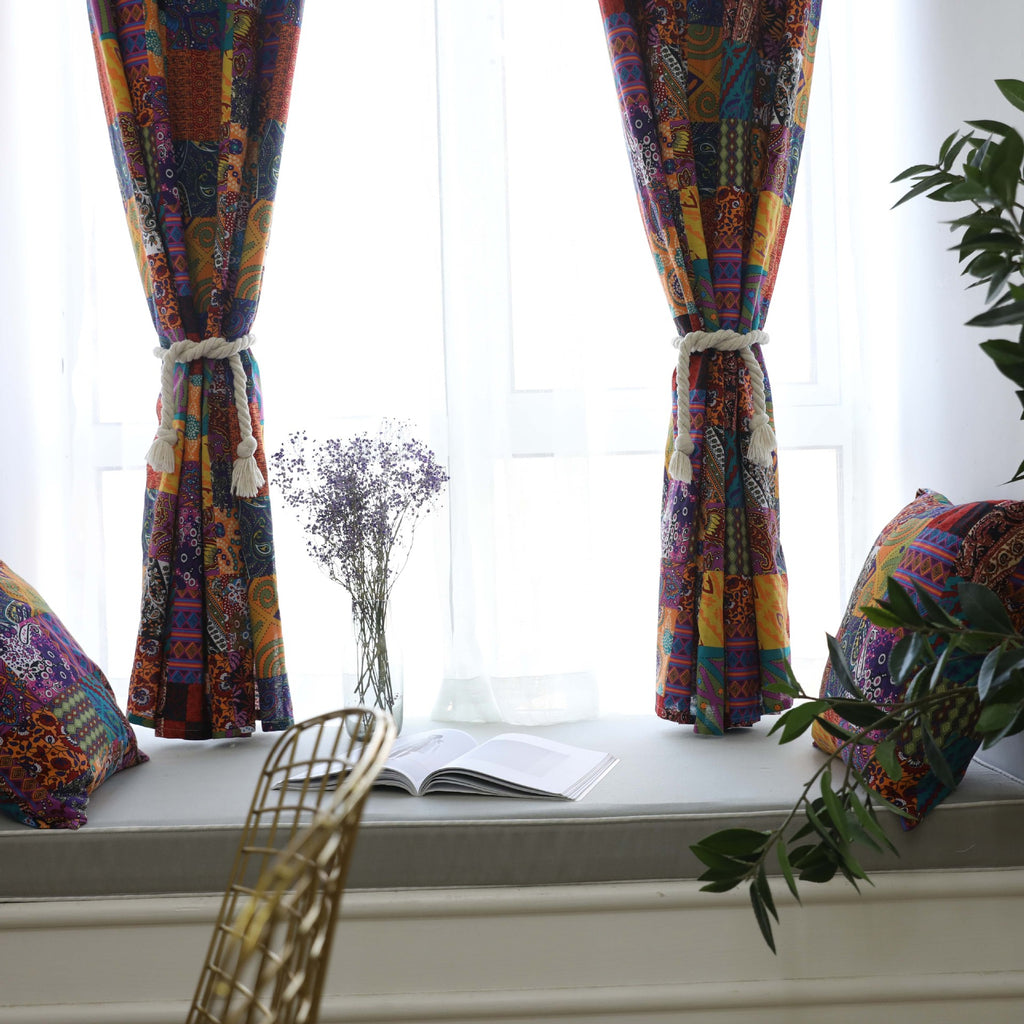 Étude de style rétro bohème Rideau en coton