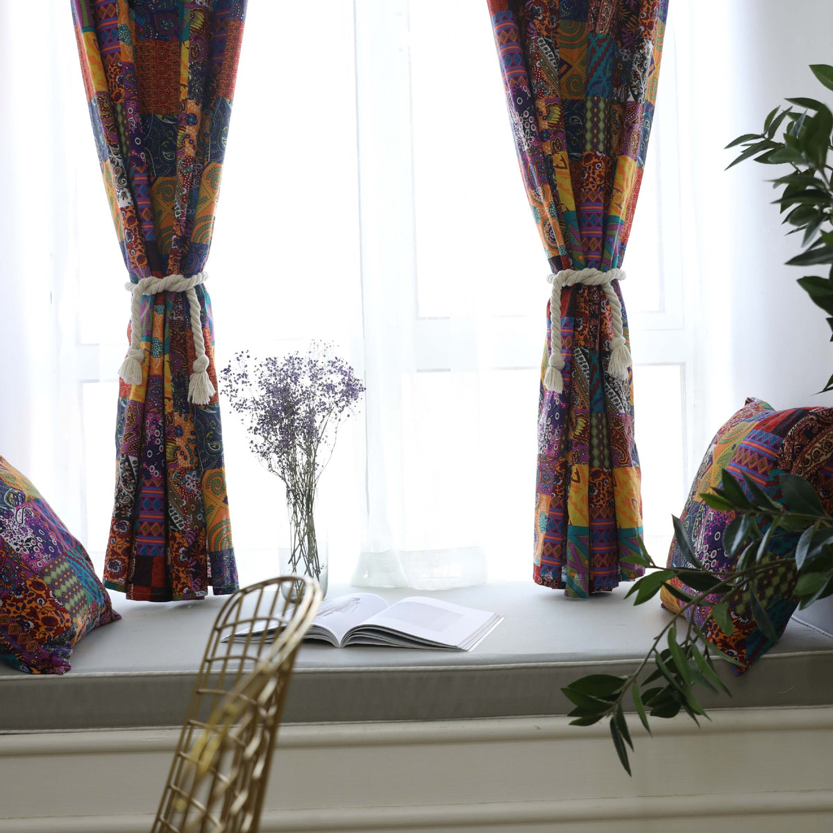 Étude de style rétro bohème Rideau en coton