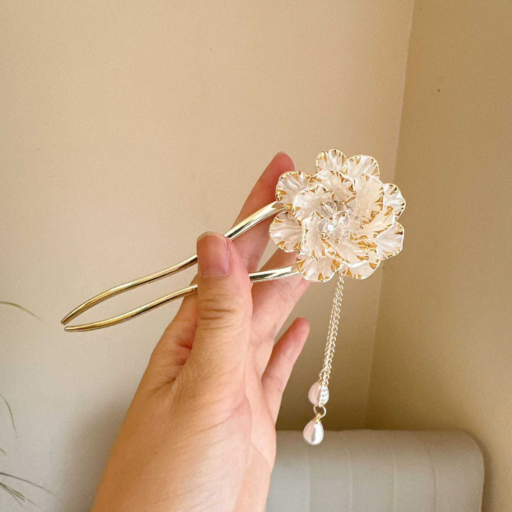 Femelle rétro exquise fleur de pivoine épingle à cheveux en U
