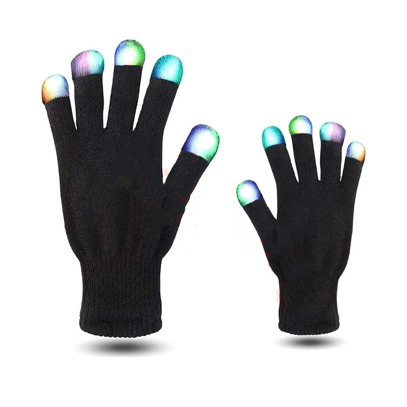 Gants magiques lumineux LED colorés Gants Led Noir