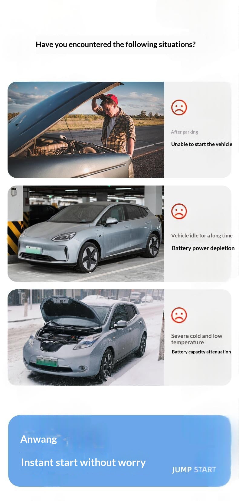 3-en-1 Portable sans fil démarreur de voiture et gonflable de pneus véhicule d'urgence multifonctionnel aussi