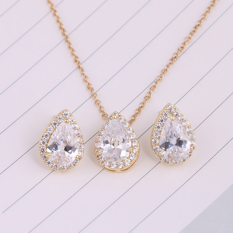 Boucles d'oreilles de collier en pierre gemme de goutte d'eau