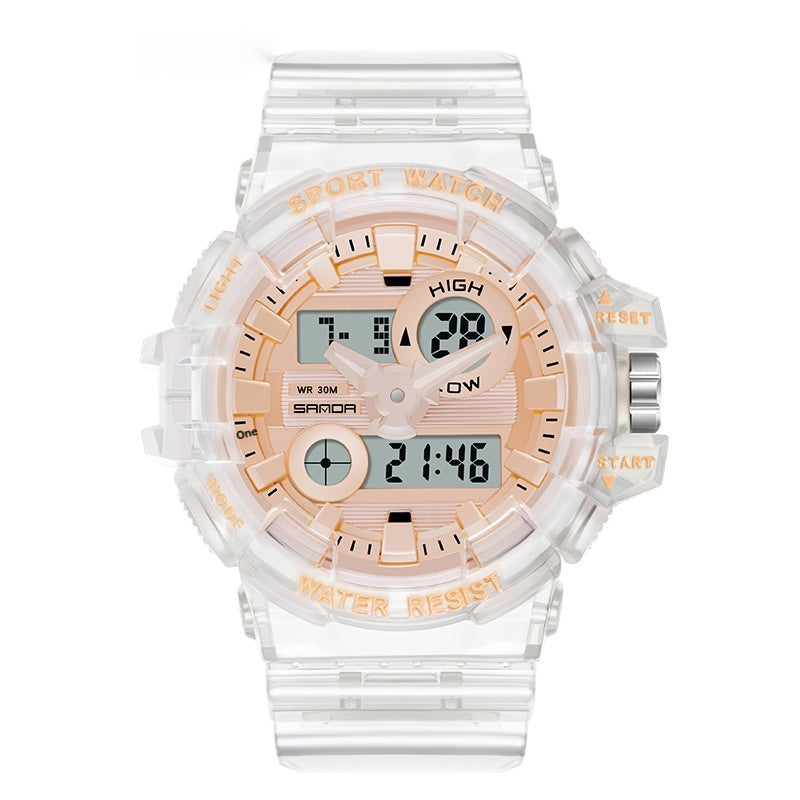Trendy Sports Montre électronique Mode Double affichage Grand Cadran Lumineux Imperméable Unise