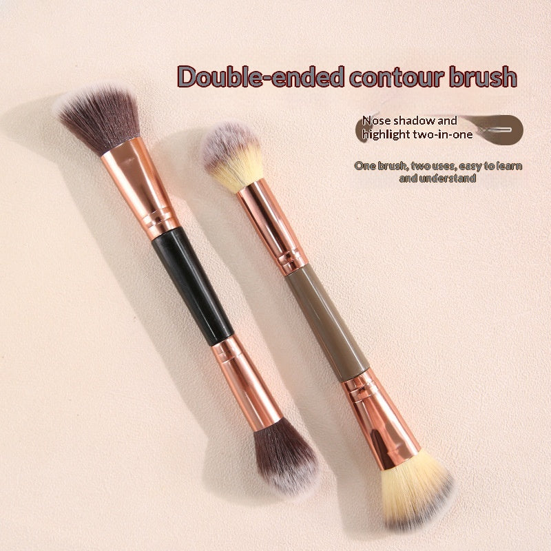 Soft Portable Maquillage Double Tête Cuivre-Hair Brosse Highlight