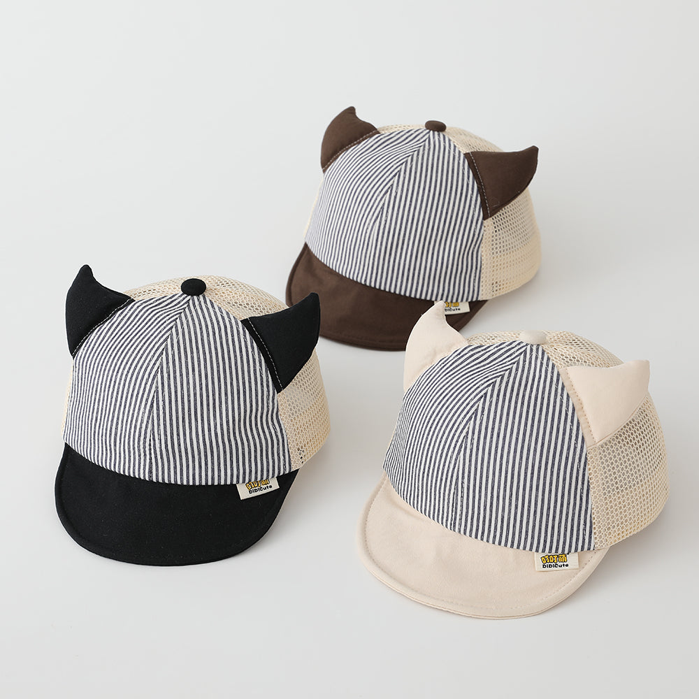 Casquette de baseball pour les enfants à bande verticale Démon Horn Mesh