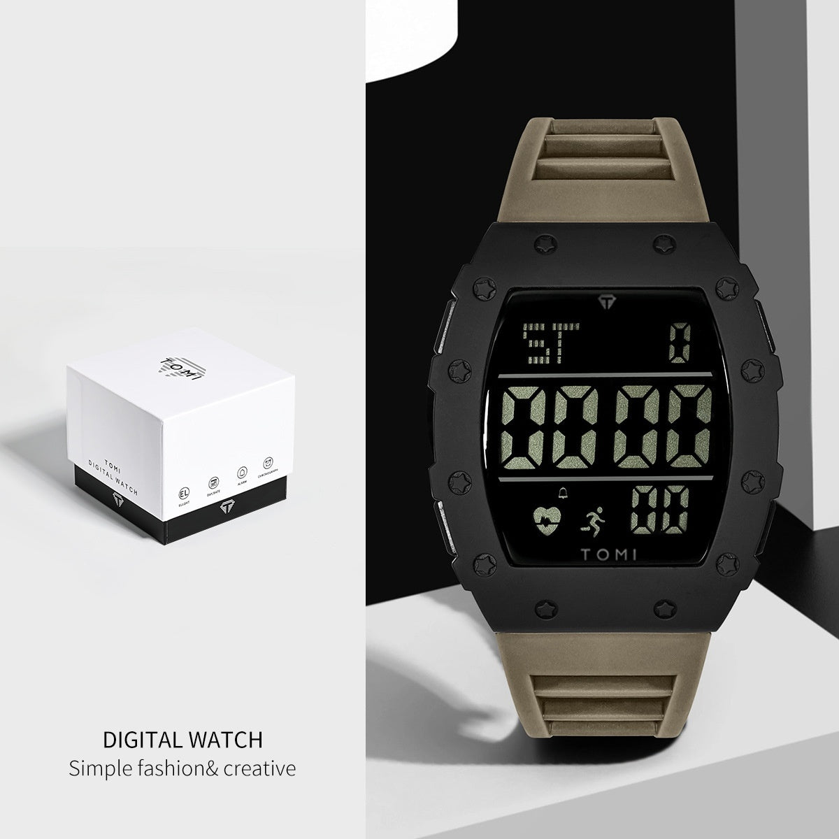 Style étudiant Trendy Montre homme bouton multifonction