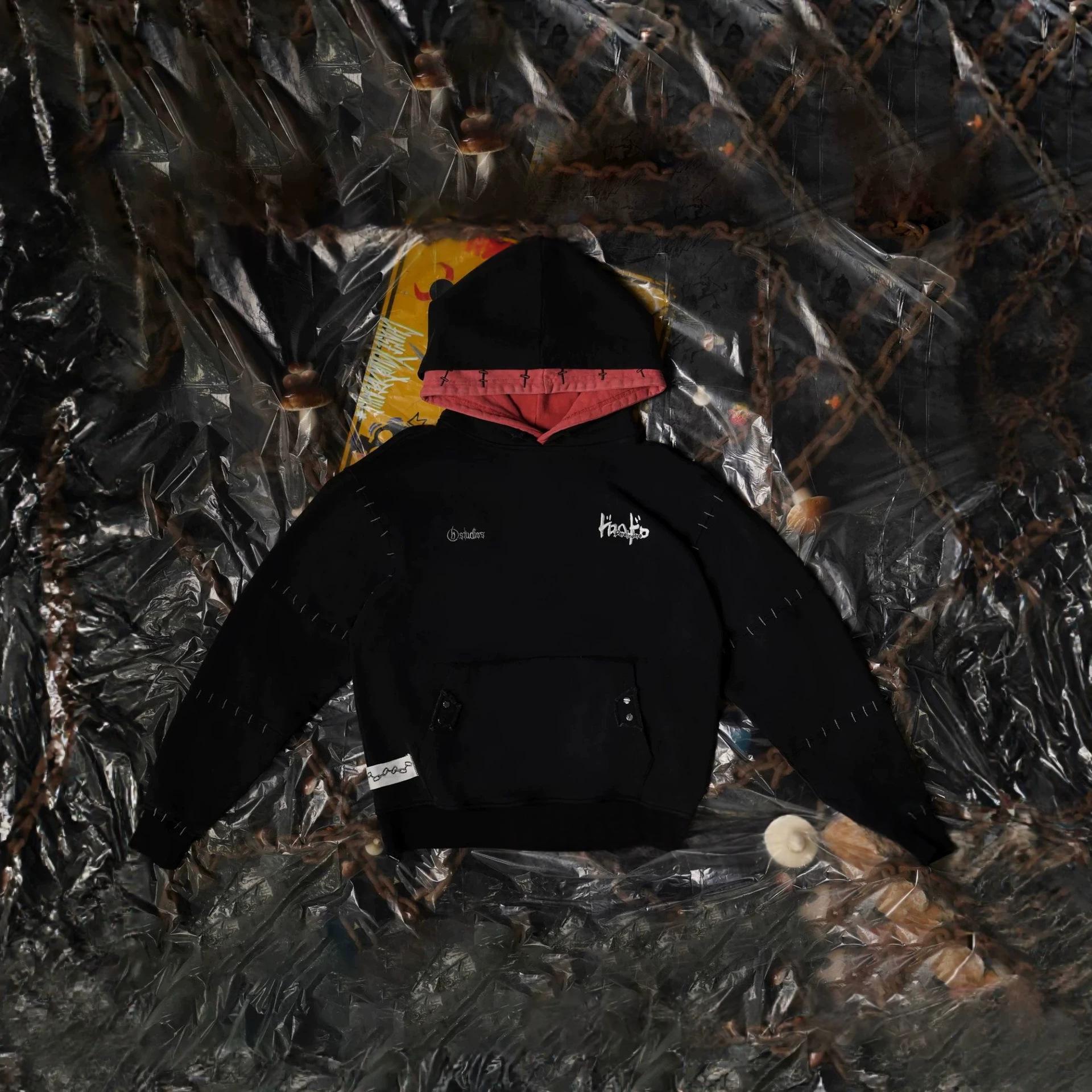 American Dark-style Broded Loose-fitting Unisex Hoodie