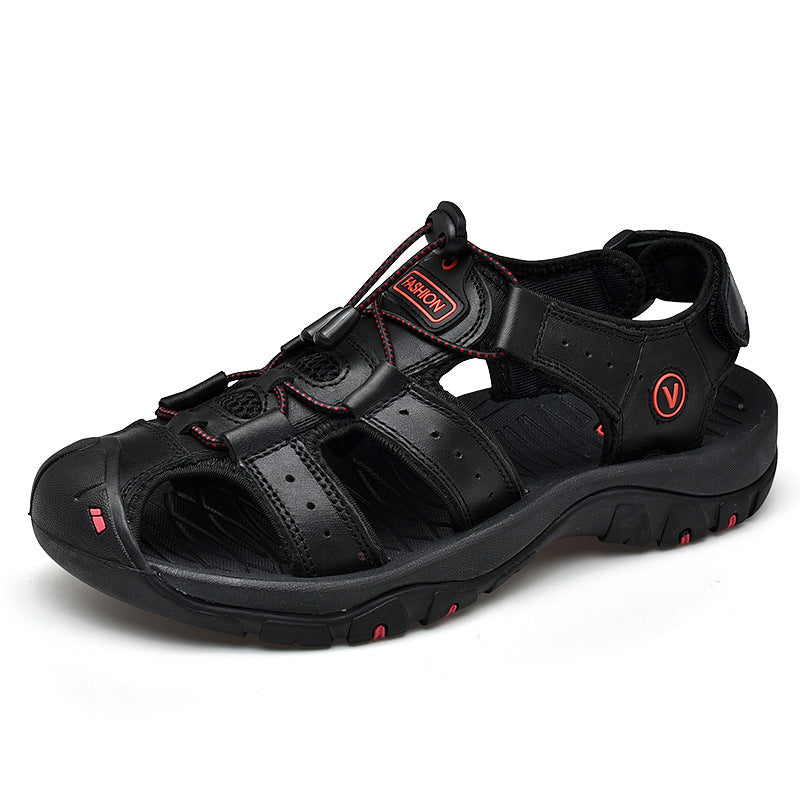 Sandales d'été Hommes Grande Taille Baotou Casual Beach Chaussures Cuir véritable Hommes Outdoor Sp