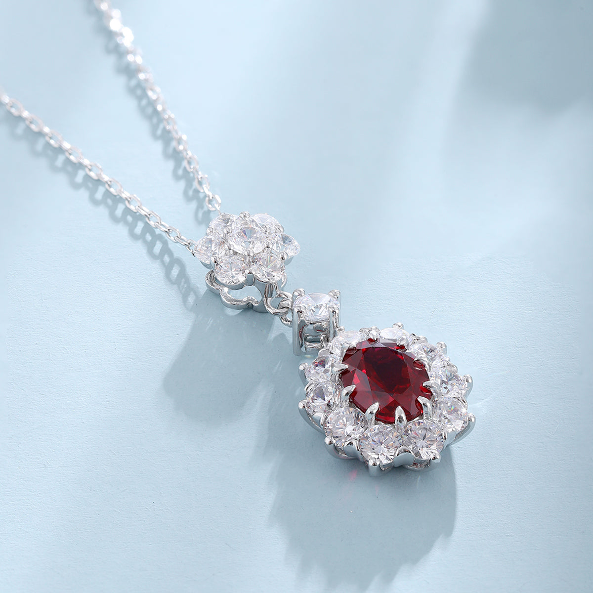 S925 Argent 6.3g Collier de pierre gemme créé en laboratoire