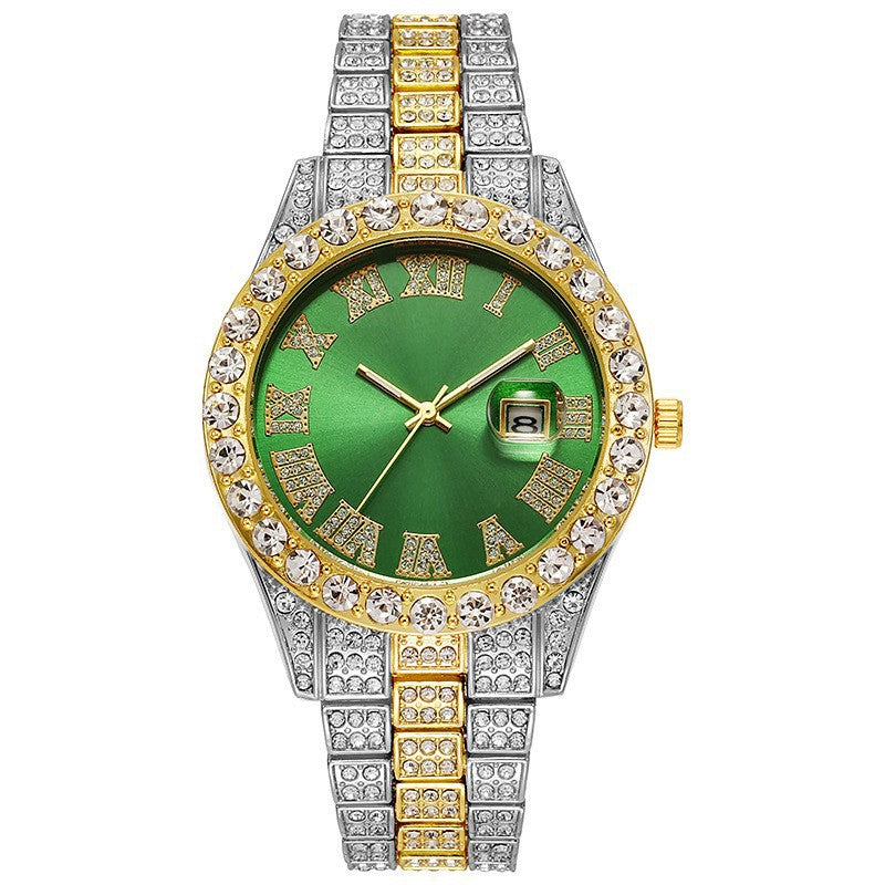Bracelet en acier pour hommes Hip-hop Roman Quartz Montre