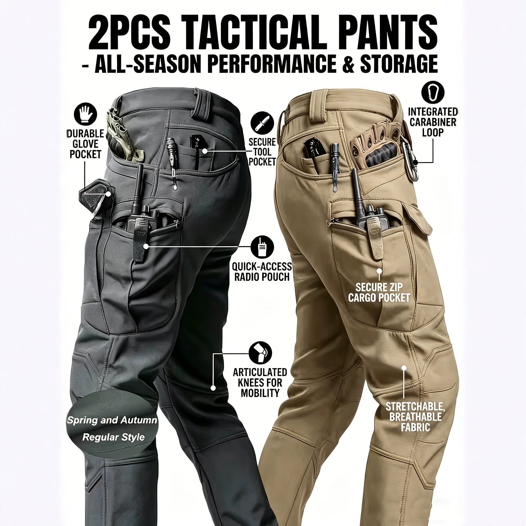 Pantalon de travail tactique résistant à l'usure extérieure pour hommes