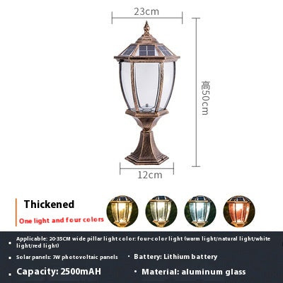 Solar Pilier Lampe Cour extérieure