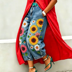 Pantalons à jambes larges en polyester
